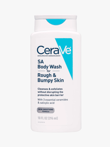 CeraVe SA Body Wash for Rough & Bumpy Skin on a grey background