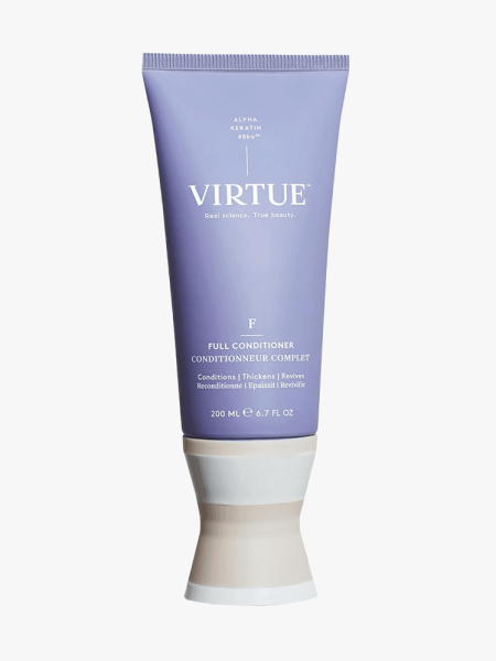Virtue Full Volumizing Conditioner in branded component on a light gray background